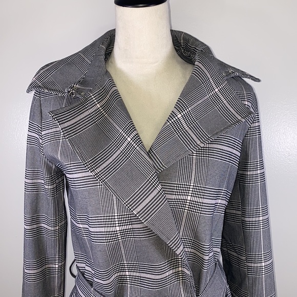 Carolina Belle plaid open front belted jacked size XS gray - Picture 3 of 13